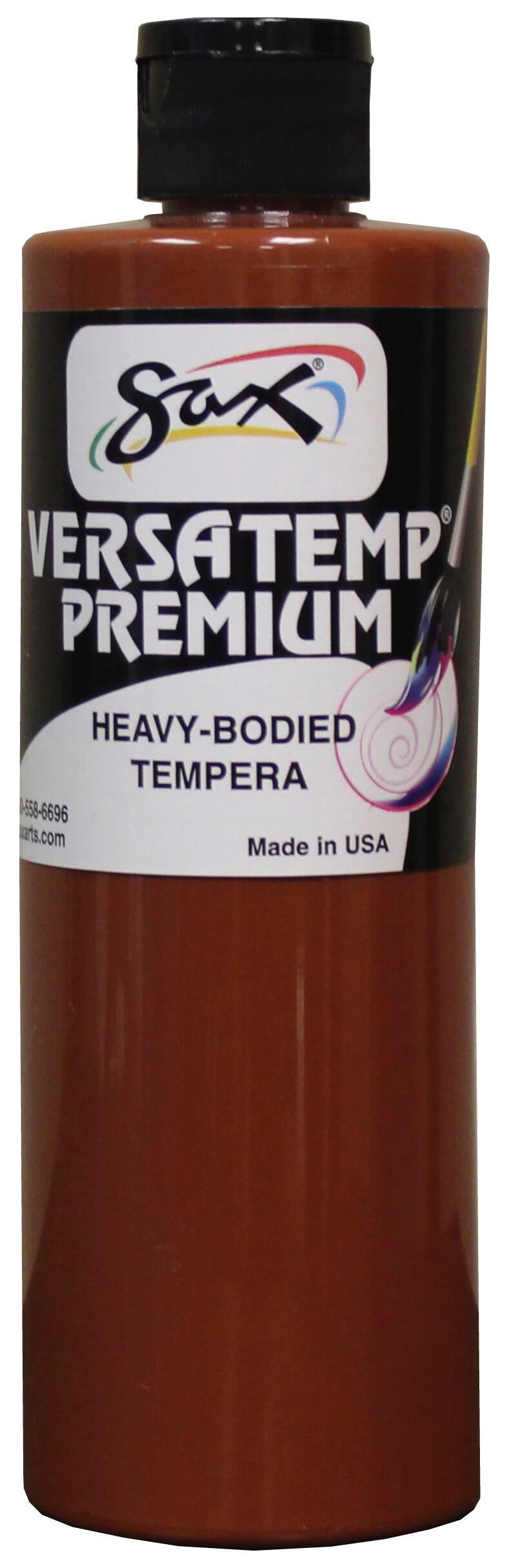 Sax Versatemp Premium Heavy-Bodied Tempera Paint, 1 Pint, Brown 1592701